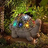 MALISTER 11.5 Inch Solar Garden Turtle Figurines Outdoor Decor, Outdoor Statues with 7 LEDs for...