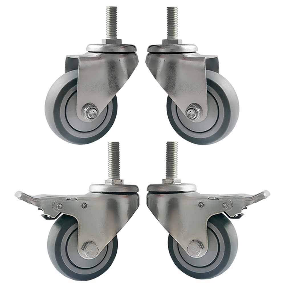 75mm TPR Roulettes Silencieuses avec Frein, M16x30/60/100/150 Tige Filetée, Roulettes Pivotantes Résistantes pour Chariot à Main, Tables de Travail, Roues Meuble (Size : M16x150mm)