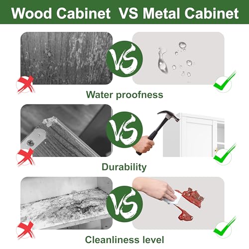 Pantry Cabinet 61" H Metal Kitchen Cabinet with 4 Doors, Bathroom Cabinets, 2 Adjustable Shelves for Kitchen, Home Office, Living Room, Dinning Room (White) - Image 6