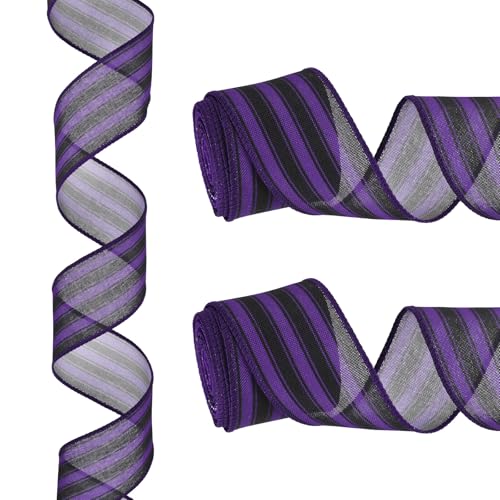 PATIKIL Striped Purple and Black Ribbon