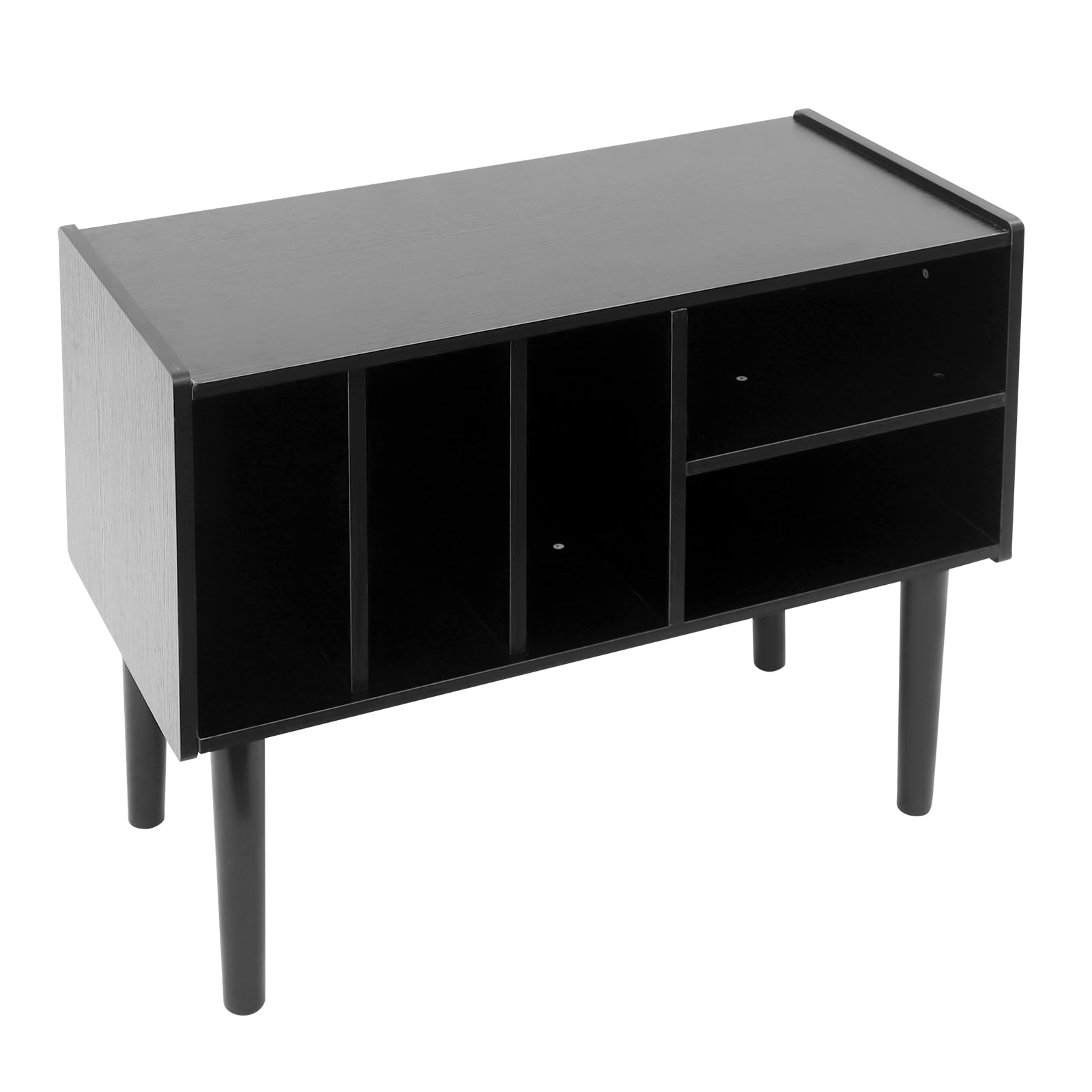 Supporto per giradischi con contenitore in vinile, 80 x 40 x 68 cm, nero | Supporto per giradischi, portata 45,36 kg, per giradischi, dischi in vinile e accessori audio