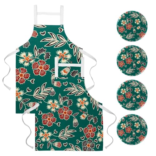 Tablier de cuisine vintage à fleurs multicolores pour exprimer votre passion culinaire