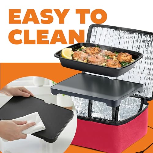 Image of Hot Logic 16801045-RD Food Warming Tote Lunch Bag 12V, Polyester, Red