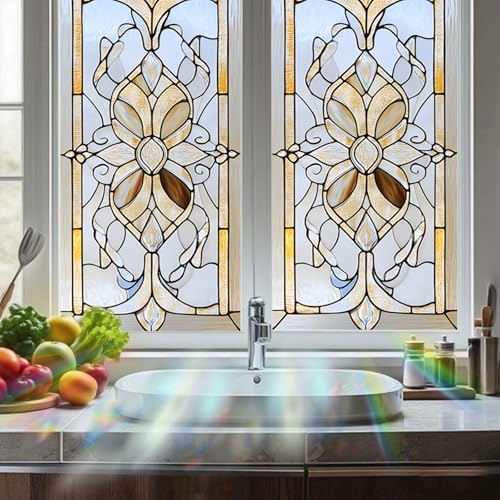 Image of Nuxovilar Sparkle Gold Vintage Pattern Window Film 17.7x39.4 PVC