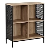 OSP Home Furnishings Ace Contemporary Modern Storage Bookcase with Shelves, 2- Shelves, 4 Cubes, River Oak Finish