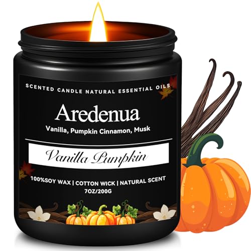 Vanilla Pumpkin Candle Warm Holiday Pumpkin Scent Christmas Winter Seasonal Candles for Home Hand-Poured Soy Candle for Christmas Dcor & Cozy Gifting