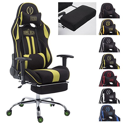 CLP Silla Racing XL Limit V2 Tapizada en Tela I Silla Gaming con Soporte Metal I Silla Oficina con Ruedas I Silla Gamer Regulable en Altura I Color: Negro/Verde, con reposapiés
