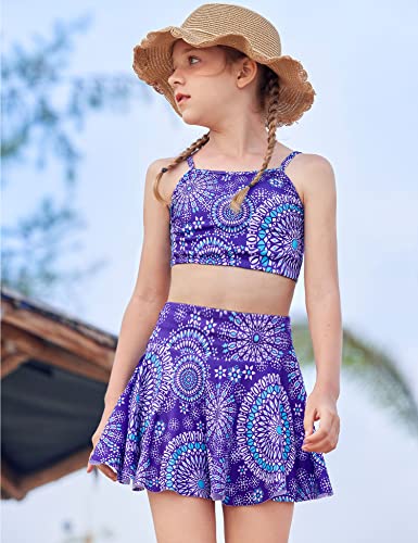 Image of Arshiner Girls 3 Piece Swimsuit for Teen Girl Tankini Swimsuits Bathing Suit Beach Bikini Swimwear with Skirt