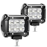 AUTOSAVER88 2PCS 4Inch Flood LED Pods Lights 18W LED Work Light IP68 Waterproof Offroad Lights for...