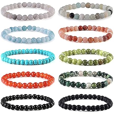 JeweBella 10 Piezas Pulsera de Piedra Natural Cover