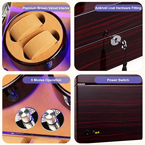 Frucase Watch Winder For Automatic Watches New Version 4+6 Wooden Watch Box With High-End Velvet Interior And Battery Option #TOP3
