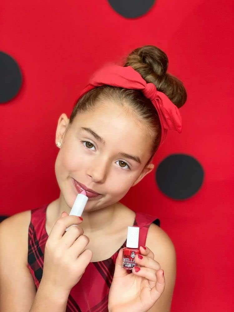 Miss Nella Nail Polis + Lip Balm set- Special Pink Peel-off Nail Polish for Kids with Water Based & Odour Free Formula + SUGAR PLUM hypoallergenic lip balm - Image 3