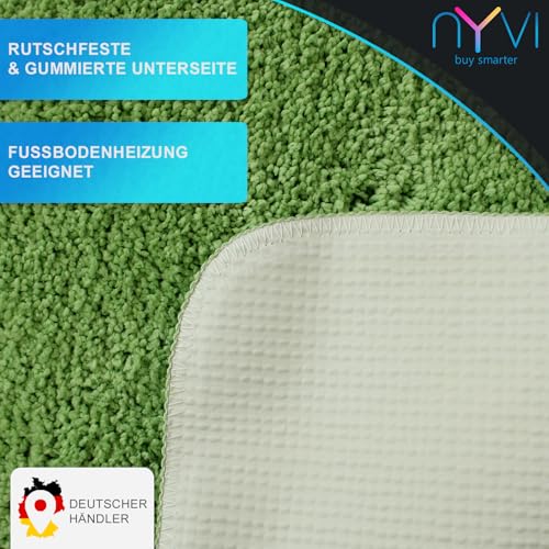 NYVI Badematten Set 2 teilig NYVISpa Lasalle 45x50 + 50x80 cm Grün Badematte & WC-Vorleger - Badezimmerteppich Set - rutschfest, Saugfähig, Schnell Trocknend, Fußbodenheizung geeignet, Oeko-TEX – Bild 4