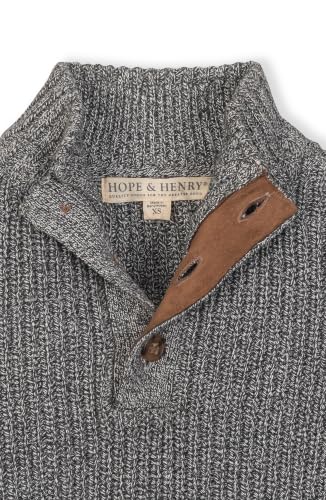 Image of Hope & Henry Boys' Mock Neck Cable Sweater with Button Placket