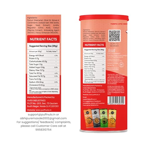 Image of Puffnuts COMBO of 4 Roasted and Flavoured Makhana | Healthy Snack | Namkeen Snacks | Puffed Snacks | Gluten Free | Cholesterol Free | Protein Rich | Fiber Rich | With Calcium & Magnesium | Roasted in Olive Oil - 324g (Pack Of 4, Mint Masti, Peri Peri, Cream & Onion, Tangy Tomato)