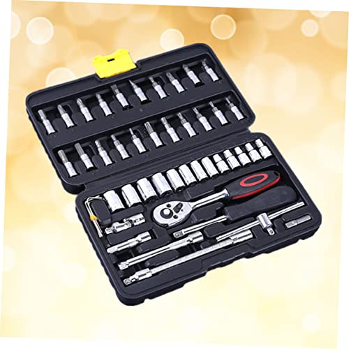 jojofuny 46pc Mechanics Tool Set Ratchet Wrench Socket Set Vanadium Steel Car Repair Kit Pliers and Roller Shear Portable Case Random Color - Image 7