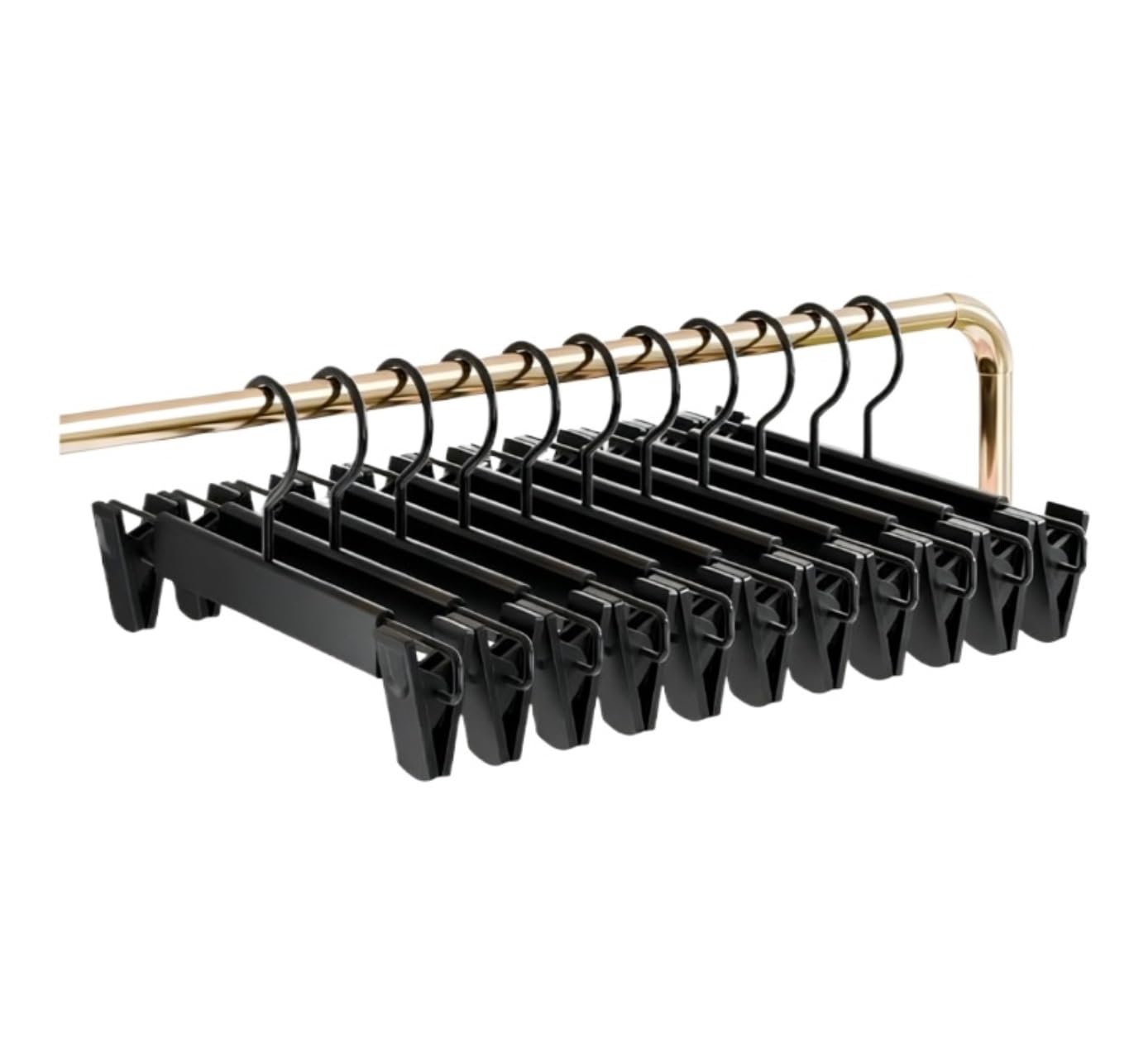 Perchas Ropa Perchas For Faldas Y Pantalones con Pinzas Ajustables. Organizador De Armario Percha Antideslizantes(Black,20pcs)