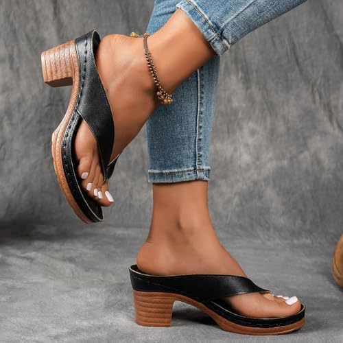 Orthopedic Heels for Women Dressy Arch Support Comfortable Slip On Open Toe Flip Flops Wedge Sandals for Women 2026 - Image 2