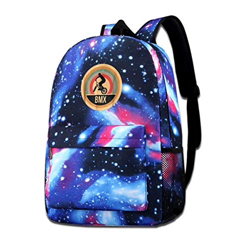 Mochila Escolar SWKLL  Retro Vintage BMX Galaxy Starry Sky para niños Niñas
