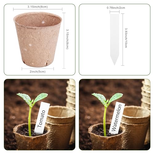 ARGCONNER Peat Pots for Seedlings 3.15 Inch, Biodegradable Round Seed Starter Pots with 10 Plant Labels for Garden Germination, Nursery Pot with Drainage Holes (40 Pack/3.15 Inch) - Image 5