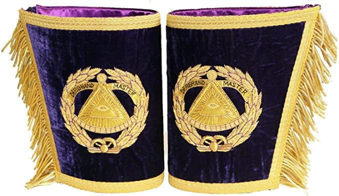 MASONIC REGALIA DEPUTY GRAND MASTER 100% LAMBSKIN APRON WITH COLLAR, CUFFS & JEWEL