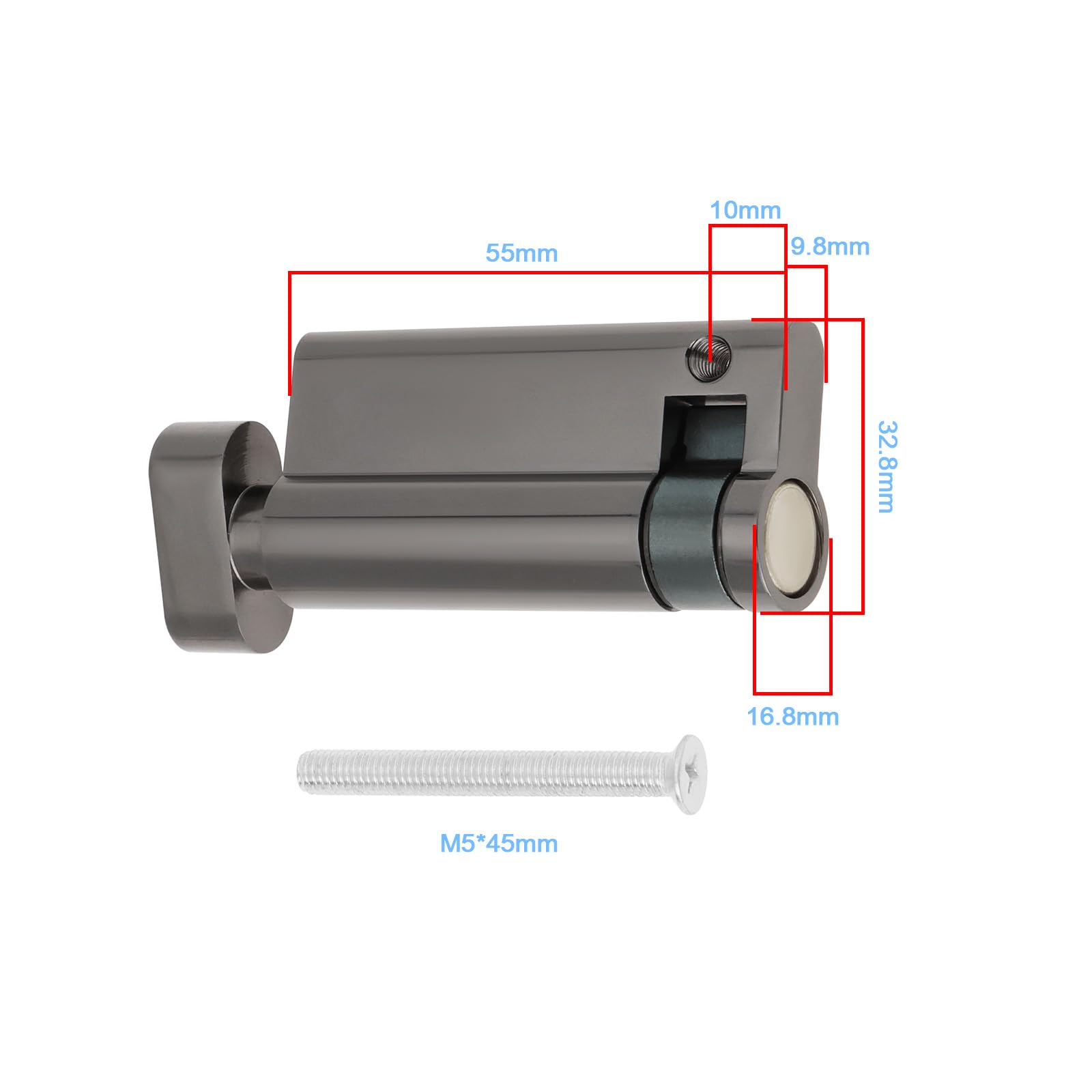 YINETTECH Half Turn Door Lock Cylinder Lock Thumb Turn Euro Cylinder Lock for Wooden Composite UPVC European Aluminum Doors Total Length 65mm - Image 4