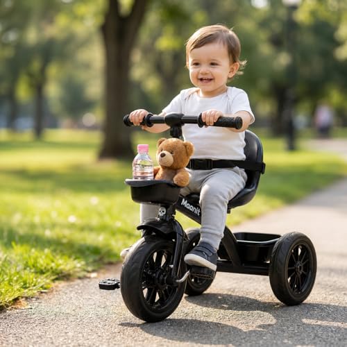 Image of Maanit Kids Tricycle with Rear Basket | Comfortable Cushioned Seat | Baby Trike for Boys & Girls Ages 2 to 4 Years | Sturdy & Safe Tricycle