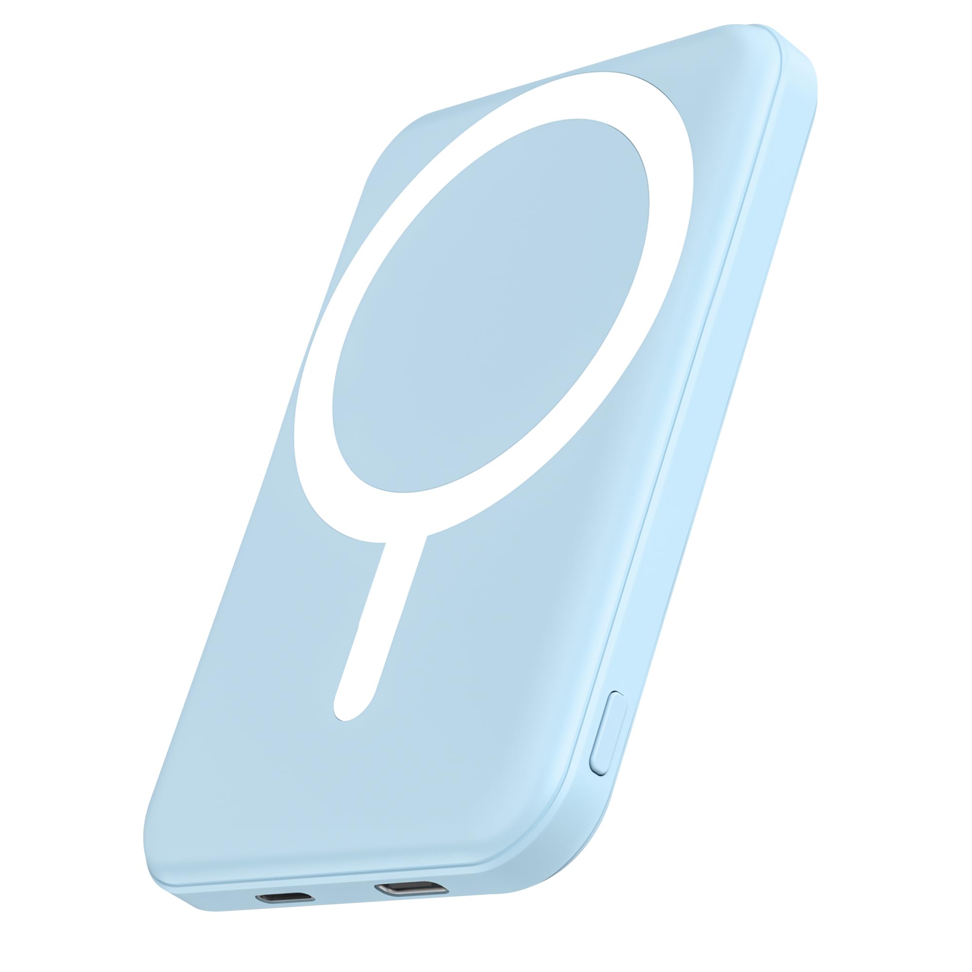 podoru for Magsafe Battery Pack, 5000mAh Magnetic Power Bank with Type-C Cable 20W PD Fast Charging Lighting Input Wireless Portable Charger for iPhone 17/16/15/14/13/12/ All Series-Sierra Blue