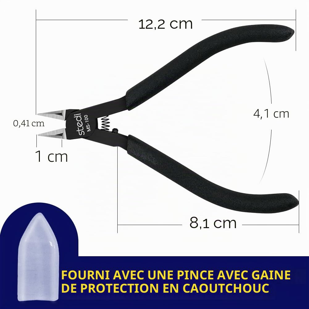 stedi Pince de modélisme, avec lame fine tranchante et étui de lame en plastique, coupe-sprue pour réparation et fixation de bâtiments Gundam, 11,9 cm, noir