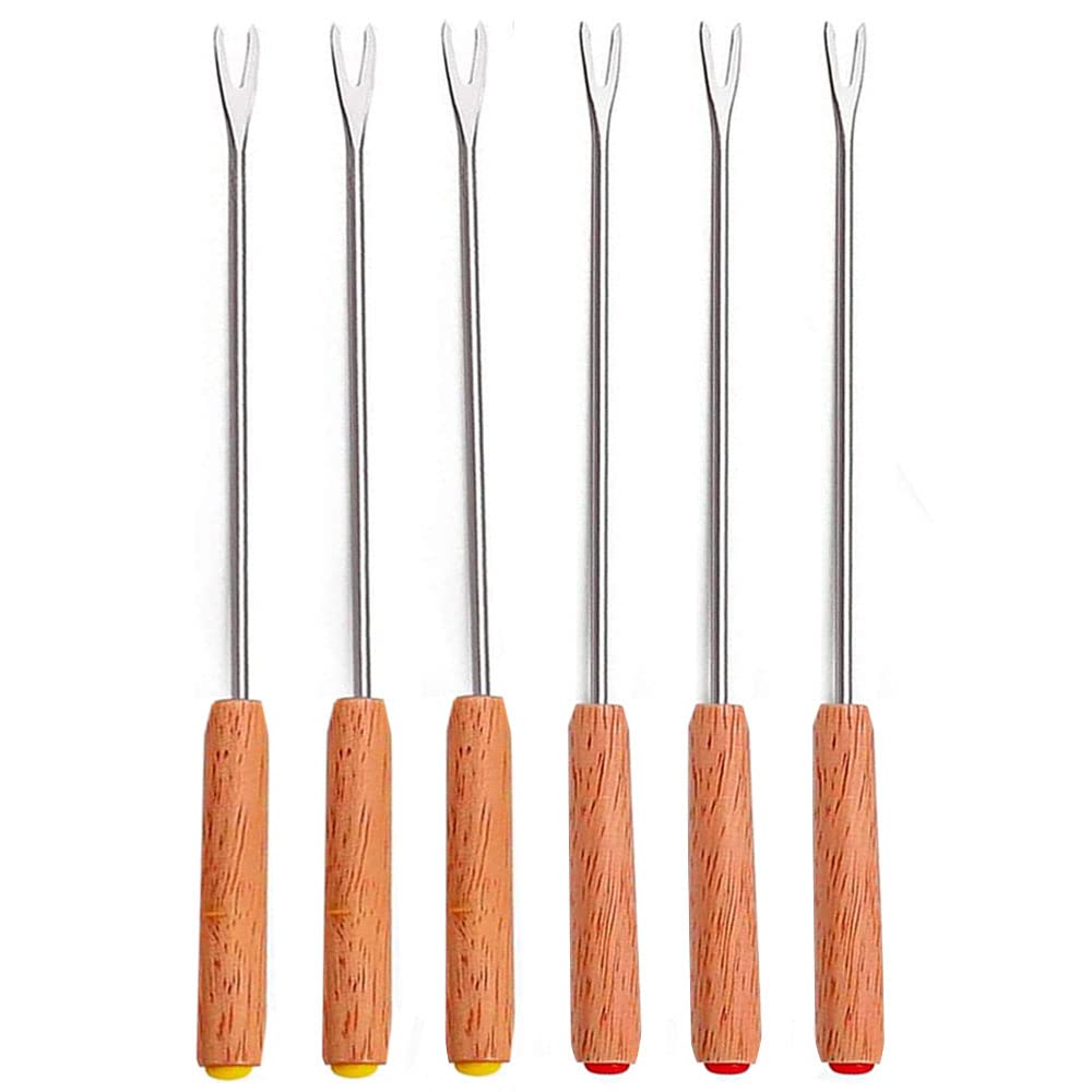 6 Pc Fondue Forks Steel 9.5