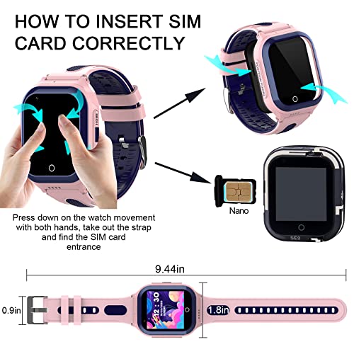 Image of Wonlex 4G Kids Smartwatch with SIM Card, 1.4 inch GPS Smart Watch for Kids, Boys Girls Phone Watch with Temperature HR BP Monitor, Video Calls, SOS, Camera, Pedometer, Alarm, Music Player(Pink)