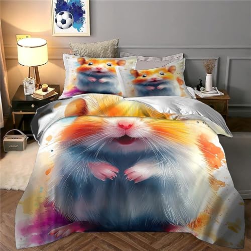 Housse de couette hamster hypoallergénique parure lit microfibre douce