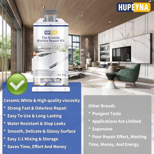 image for Hupeyna Bathtub Repair Kit White, Acrylic Tub Shower Tray & Granite Ma