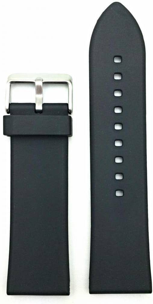 NewLife 26mm Rubber Polyurethane (PU) Material Black Bracelet Watchband | Comfortable, Tough, Smooth, Durable Replacement Wriststrap that brings to Any Watch (for Men and Women)