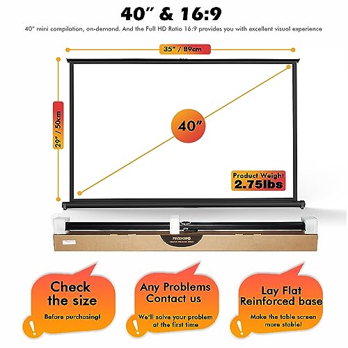 Tecdigbo 40 Inch Inch Portable Projection Screen16:9 Small Retractable Floor Standing Mobile Tabletop Screen With Stand Lightweight Carry & Durable For Schools Meeting Indoor Outdoor thumb #1
