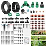 LINGKY Système d'irrigation Jardin, 315Pcs Kit d'irrigation Goutte, Kit d'irrigation Goutte à Goutte Automatique avec 60m + 15m Tuyau, Kit arrosage Automatique pour Jardin pelouse Serre Plantes