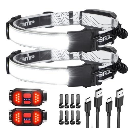 LED Headlamp, USB Rechargeable Hard Hat Light, 230° Broadbeam Headlight
