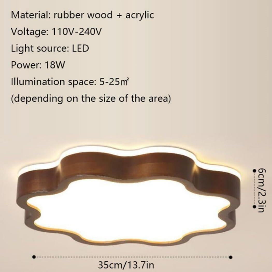 Warm Wooden Creative Flowers LED Ceiling Light