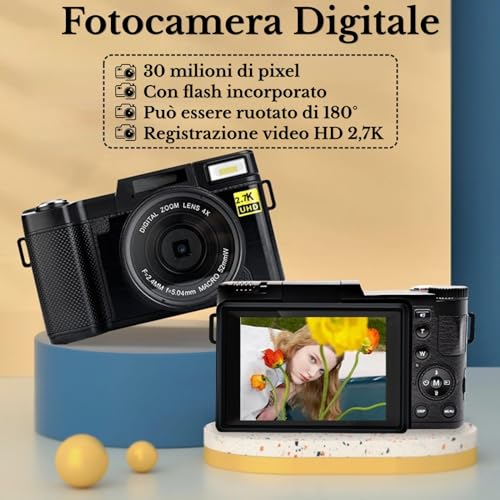 Cámara DSLR 48MP Full HD 2.7K con Pantalla Giratoria - Fernando Cortés
