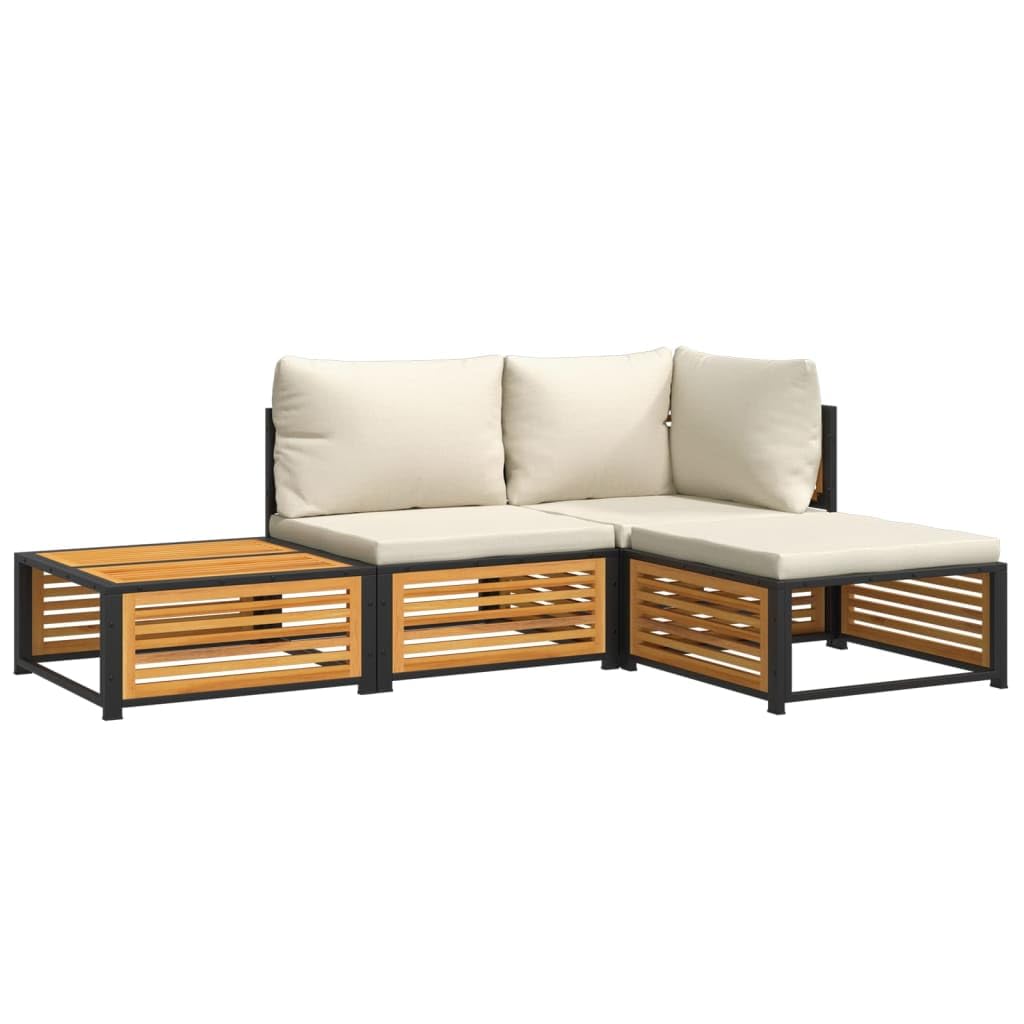 Salon de Jardin avec Coussins vidaXL 4 pcs en Bois d'acacia Massif Durable et Confort