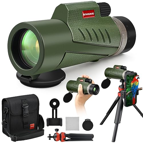 SIMUMU 80X100 Monocular Telescope with Smartphone Holder & Tripod High Powered HD Compact Monocular for Stargazing, Hunting, Bird Watching BAK-4 Prism, FMC Lens Portable for Travel, Camping, Hiking
