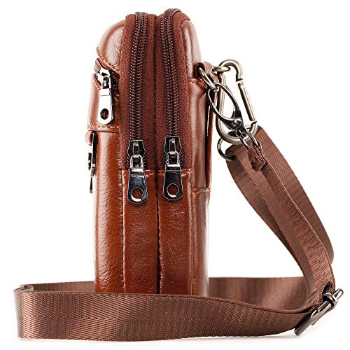 Leather Cell Phone Shoulder Holster,Hip Bum Pack Pouch For Men,Vertical Holster Belt Clip Pouch,Carrying Case With Card Slots Compatible With Iphone (Brown) #TOP4
