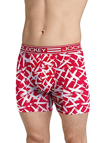 Jockey Men's Underwear Sport Cooling Mesh Performance Boxer Brief, Pure Red, m