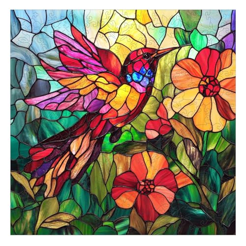 Mocfesk Wooden Puzzles for Adults, 200 Pieces Hummingbird Jigsaw Puzzle