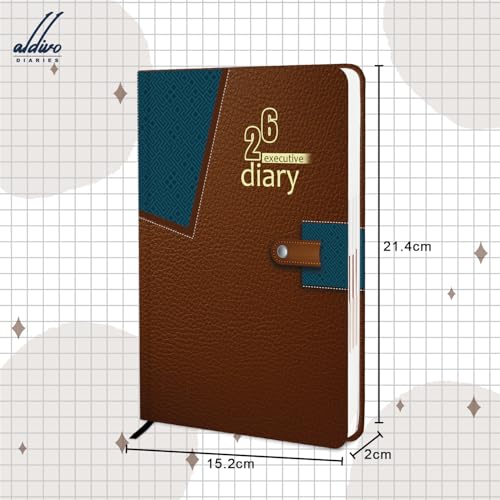 Image of ALDIVO Paper Cover Hard Bound New Year Diary 2026 | A5 Size 365 Days 2026 Daily Planner Diary with Dates, Calendar, Month Cut Index and Bookmark For Office, Personal and Corporate Use (AD623)