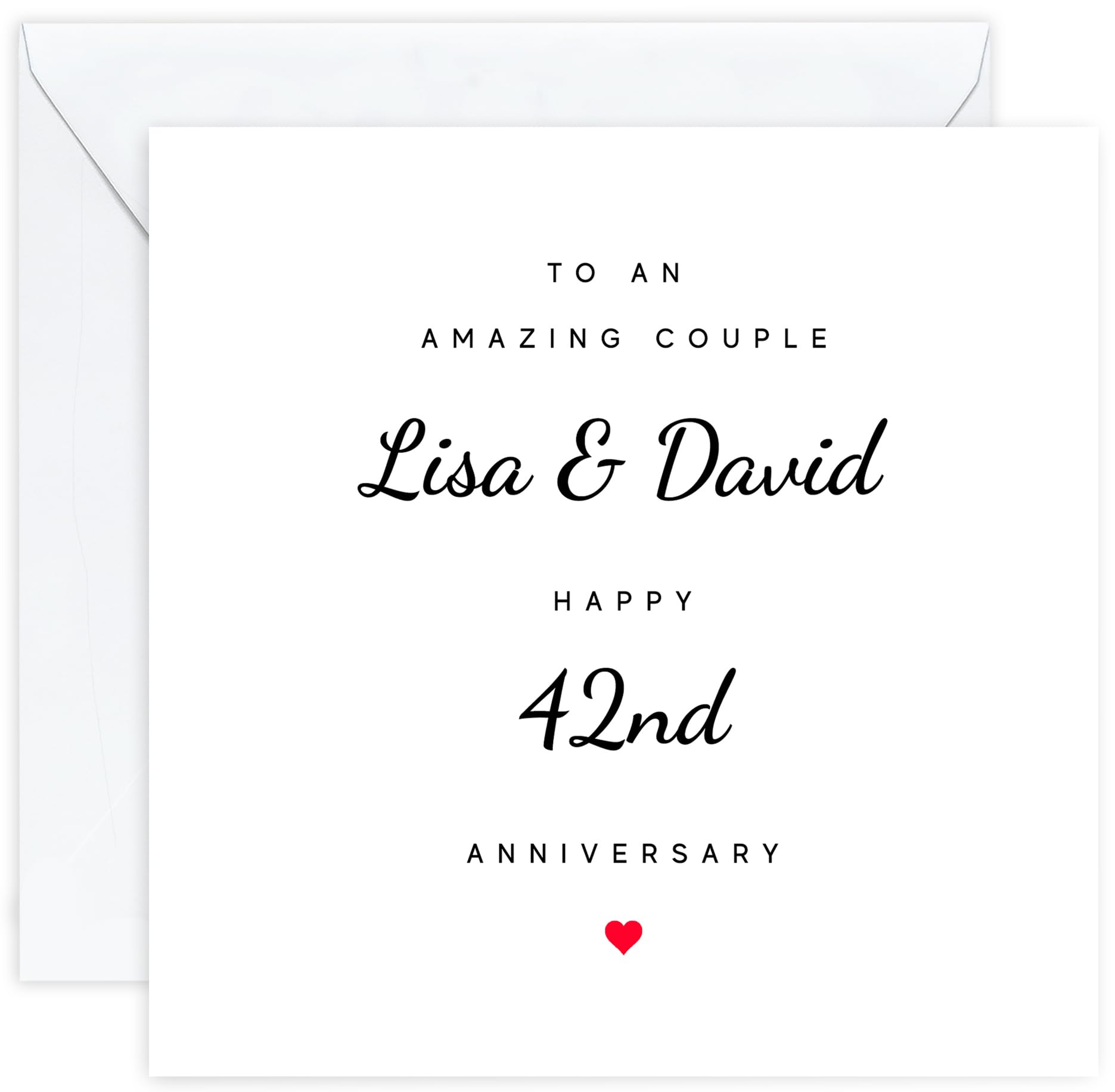 Personalised 42nd Anniversary Card Couple – Custom Name Card | Forty-Second Wedding Anniversary Card for Husband and Wife | 42 Year Anniversary Card for Couple | for Partners or Married Couple
