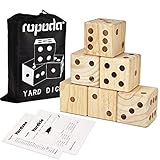 ropoda Giant Wooden Yard Dice-Giant Outdoor Gaming Dice Set 3.5'-Includes 6 Dice, Scoreboard and...