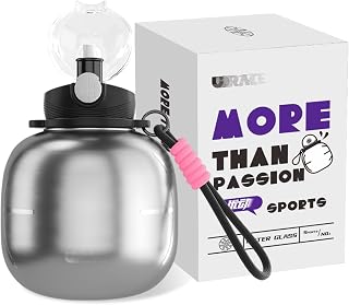 Stainless Steel Sports Water Bottle with Silicone Straw and Shoulder Strap BPA-Free Tritan Water Jug Double Wall for Outdoor Gym Sports 800ML/27.05 oz, Silver