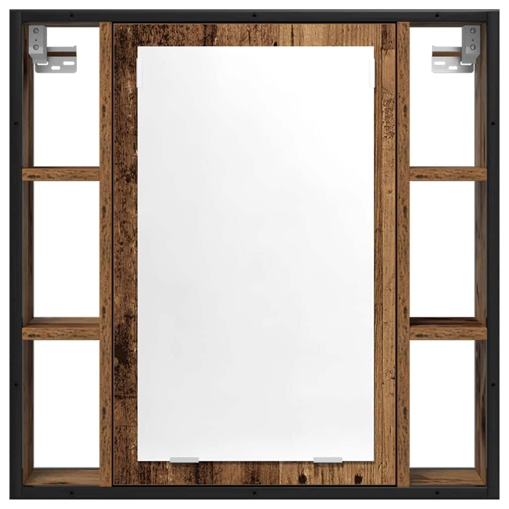 Armadietto da bagno con specchio effetto legno anticato, 60 x 16 x | Armadietto da parete salvaspazio per bagno e WC degli ospiti con vetro a specchio trasparente e spazio aggiuntivo all'interno