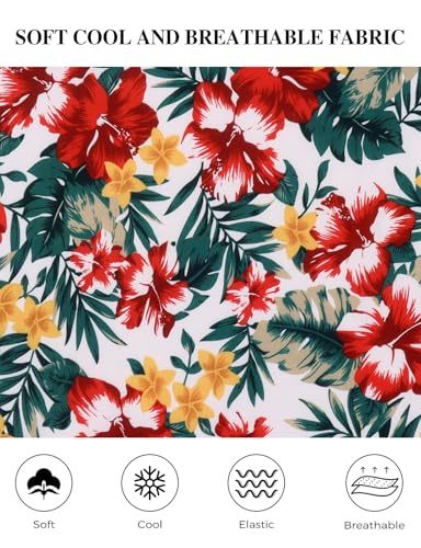 Image of Noomelfish Girls Tie Front Hawaiian Shirt Summer Floral Tropic Short Sleeve Button Down Tops (5-14 Years)
